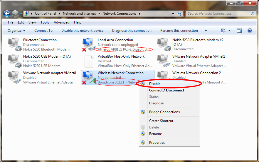 Enable And Disable Network Adapters In Windows 7